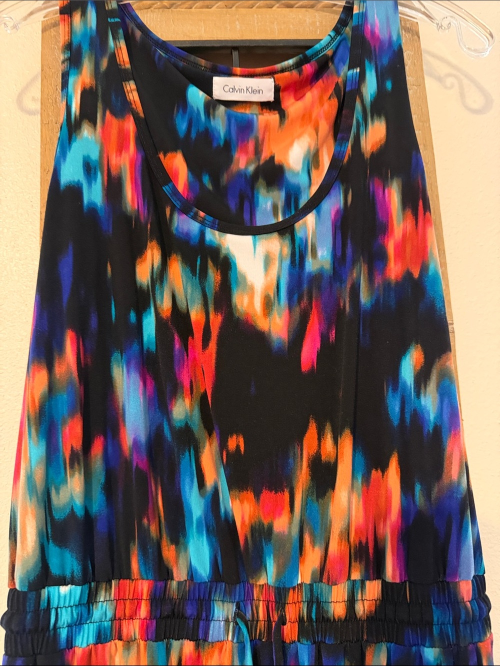 Calvin Klein Black  Multicolor Abstract Print Maxi Dress - Picture 7 of 7